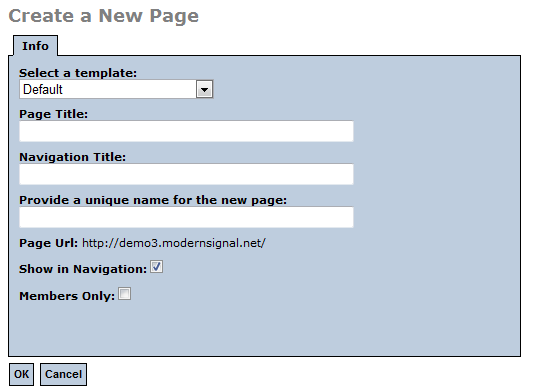 Create a new page 