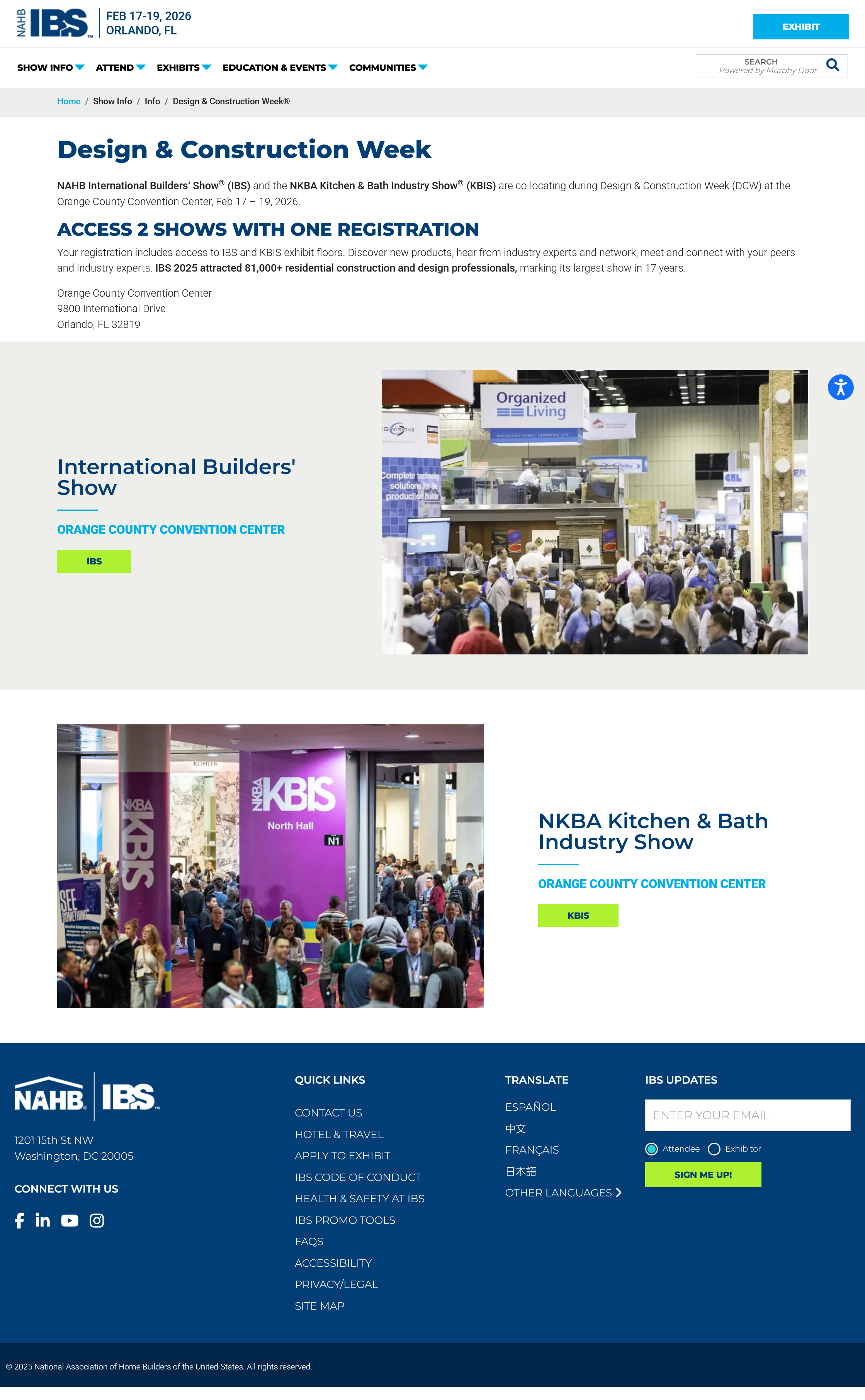 Design and Construction Week Page for Builders Show