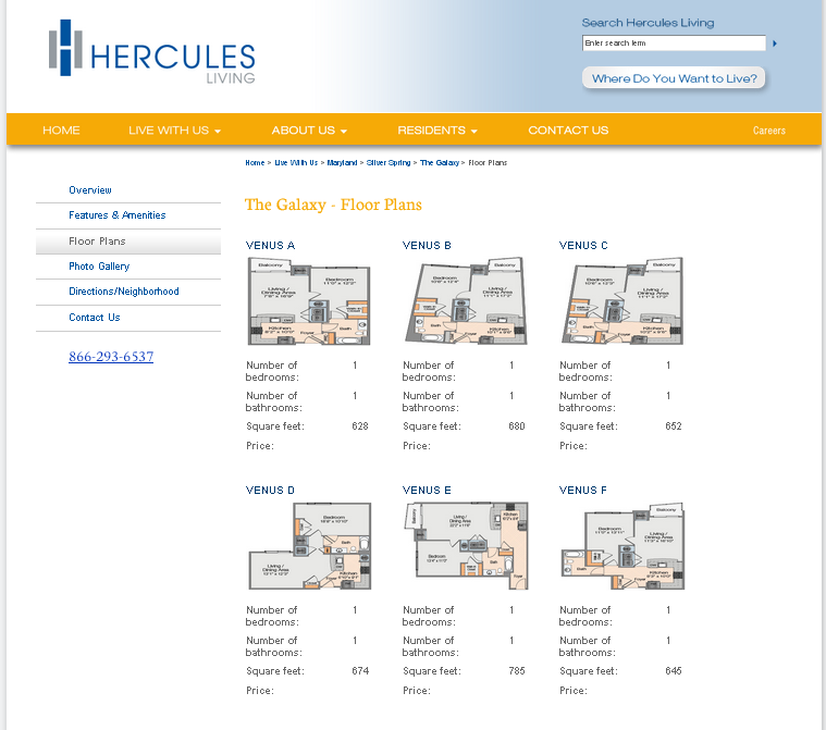 Hercules Living Mini Site Floorplans