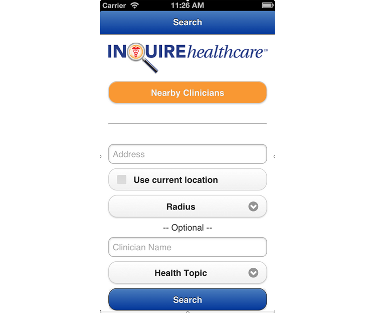INQUIREhealthcare Mobile App: Search for doctors, nurses and hospitals that are recognized national