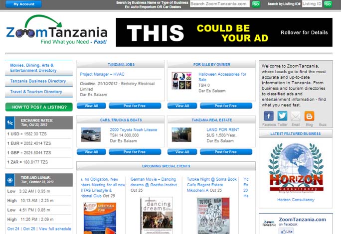 Zoom Tanzania Online Classified Ad Directory