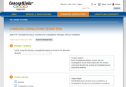 Standards correlation search offers a number of search criteria and tips to users.